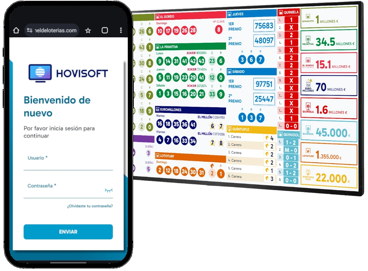 Movil login panel cartel digital loterias navidad